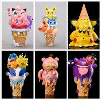 ส่งเร็วภาพอนิเมะไอศกรีมโปเกมอน Eevee Kirby Gengar Slowpoke Pikachu Psyduck Bulaur Bassnorlax คอลเลกชันของเล่นโมเดล