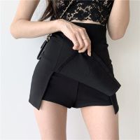 GIDYQ Women Sexy Split Shorts Skirt Korean High Waist Office Ladies Suit Skirt Harajuku Fashion Casual Black Mini A Line Skirts