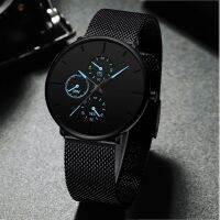 「Dark blue watch」นาฬิกาบุรุษสีดำธุรกิจนาฬิกาสแตนเลสสตีล