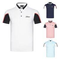 DESCENTE J.L INDEBERG Titleist กอล์ฟ PEARLYGATES ฤดูร้อนเสื้อผ้าผู้ชายแขนสั้นเสื้อยืดแห้งเร็วดูดซับเหงื่อเสื้อกอล์ฟกีฬากลางแจ้งโปโลริ้วรอยบนเสื้อผ้าการปรับแต่ง