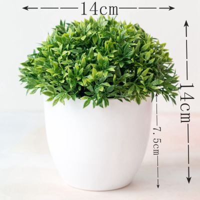 14x14cm 32Heads Grass Plants Bonsai Home Garden Bedroom Balcony Party Decoration Green Artificial Plants Potted Small Bonsai