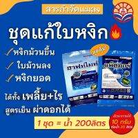 ส่งด่วน! ชุดแก้ใบหงิก ป้องกันกำจัดแมลง สองพลังบวก แก้ใบหงิกทุกอาการ หงิกม้วนขึ้น หงายม้วนลง เพลี้ยไฟ ไรแดง สูตรเย็น ฉีดผ่าดอกได้