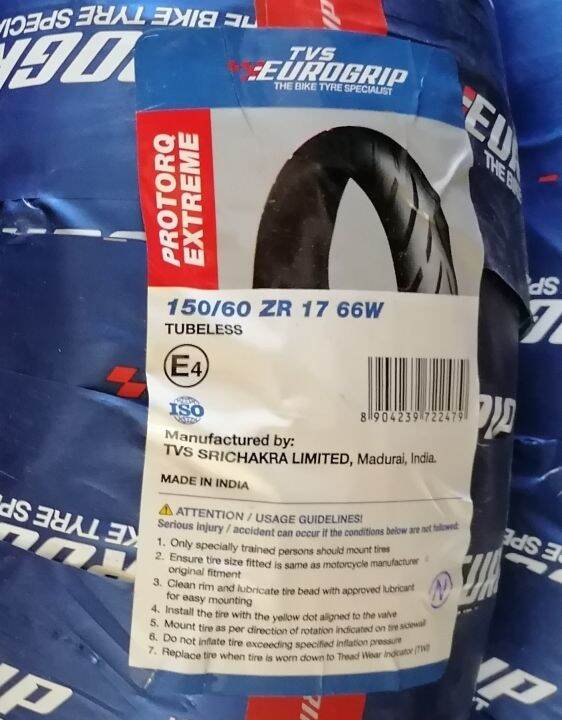 [Motorcycle Parts] Eurogrip Protorq Extreme 150/60 ZR 17 66W Tubeless