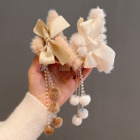 A CWwartNew Autumn And Winter New Ladies Plush Hairpin Tassel Catch Clip tail Clip Back Head Hair Catch Half Ti Hair Accessories