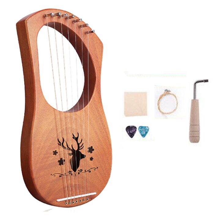 7 String Lyre Harp Wood String Instrument with Carry Bag Extra String ...