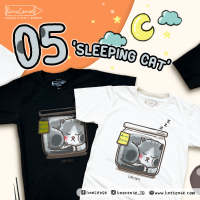 Sleeping Cat on Black and Red T-shirt เสื้อยืดสีดำและสีแดงคุณภาพ premium cotton100 comp  เสื้อยืดพรีเมี่ยม ลายแมวขี้เซา เหมียวหลับ~