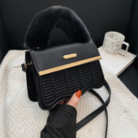 Fashion Bags for Women PU Leather Solid Color Shoulder Crossbody Bag with Mini Purse Lady Casual Plush Handle Composite Handbags