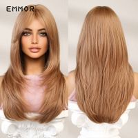 Emmor Blond Synthetic Wigs with Bangs for Woman Long Wave Hair Cosplay Lolita Party Natural Heat Resistant Wigs Fiber Daily Hair Wig  Hair Extensions