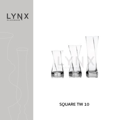 LYNX - SQUARE TW 10 - แจกันแก้ว แฮนด์เมด เนื้อใส ดีไซน์สวย ทันสมัย ทรงเหลี่ยมบิด มีให้เลือก 3 ขนาด คือ ความสูง 25 ซม., 30 ซม. และ 40 ซม.