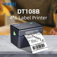 DT108B Vretti USB เครื่องพิมพ์ความร้อนแบบพกพาเครื่องพิมพ์ฉลากขนาด4นิ้วเครื่องพิมพ์บาร์โค้ดกระดาษกันความร้อนสีขาวสีดำ