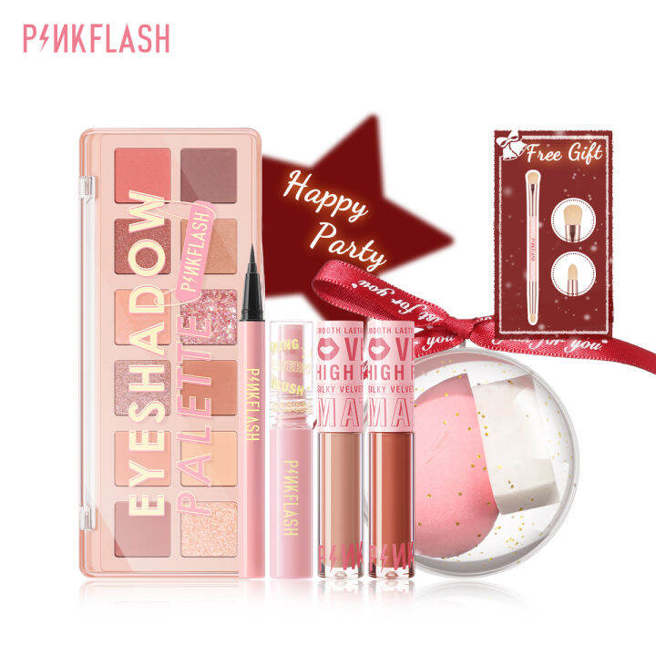 PINKFLASH 6 PCS/ SET Pink New Year Makeup Set make up kit complete set ...