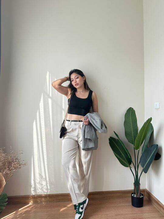 กางเกงทรงเอวสูง-basic-pants-ผ้าโซดา-พร้อมส่ง