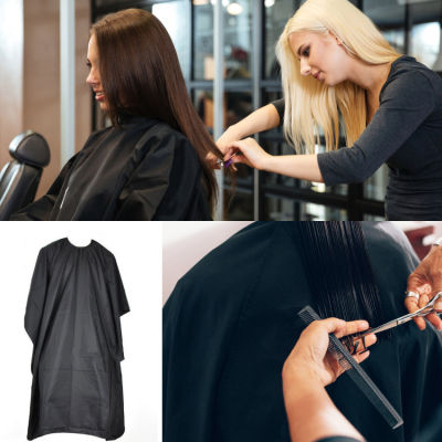 เด็กผู้ใหญ่ Hairdressing Shawl Robe ร้านทำผม Hood Beauty Apron Black Cape