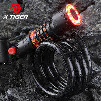 กุญแจแบบรหัสกันขโมยจักรยาน X-TIGER มีไฟท้ายใช้ไฟท้ายแบตเตอรี่แบบชาร์จไฟได้สามความสว่าง1.2เมตร