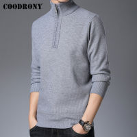 COODRONY Men Clothes Winter New Arrival Casual Soft Knitted Cotton Liner Thick Warm Zipper Turtleneck Sweater Pullover Men C2003