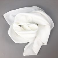 ✓✤◐ 2021 Women Real Silk Scarf Square Neck Shawls Lady White Solid Crepe Bandana Hair Band Kerchief Scarf Hijabs for DIY Painting