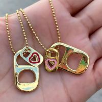 5PCS, Vintage Gold Soda Cap Necklaces For Women Choker Enamel Heart Pendant Necklace Fashion DIY Charms Handmade Jewelry