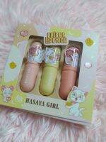 No.JH-3734 HASAYA Girl Velet lipstich ลิปเซ็ต 3แท่ง แพ็คเก็จน่ารัก มีกลิ่นหอมหวาน เนื้อแมท เกลี่ย​ง่าย กันน้ำ ติดทน