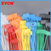 100PCS Easy Mark Plastic Nylon Cable Ties Tag Labels Waterproof Self-Locking Markers Zip Network Loop Wire Straps 4X150MM Color Cable Management