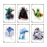 9527 Movie Star Wars9527 Watercolor Vintage Metal Tin Sign Plaque Darth Vader Yoda Poster Wall Decor Pub Bar Man Cave Club Decor Size: 20cm X 30cm（Contact the seller, free customization）