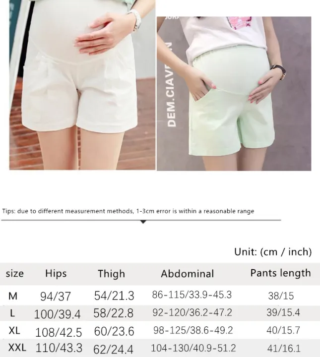 Ready Stock maternity High waist Adjustable pants XXL Plus Size Pregnant women shorts summer loose cotton Casual Big Size Office Shorts for Ladies