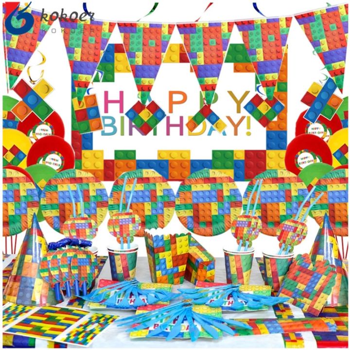 new-building-blocks-disposable-tableware-sets-kid-boys-birthday-party-decorations-paper-plate-cup-straw-tablecloth-decoration