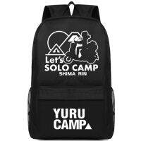 กระเป๋าเป้สะพายหลังกระเป๋าเดินทางใส่แลปท็อปหนังสืออนิเมะ Yuru Camp Mochila Feminina กระเป๋านักเรียนแบบใช้ได้ทุกเพศ