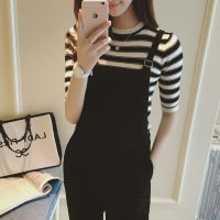 2021Rompers 2pcs Summer New Women Casual Slim Pocket Jumpsuit Sleeveless Backless Playsuit Trousers Overalls Romper For Women Black