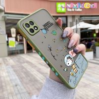 Jjlingji เคสสำหรับ OPPO A15 A35 A15s เคส4G ลายการ์ตูนอวกาศสนูปี้บางขอบสี่เหลี่ยมด้านข้างดีไซน์ใหม่กันกระแทกมีน้ำค้างแข็งโปร่งใสแข็งเคสมือถือคลุมทั้งหมดปลอกซิลิโคนเคสนิ่มสำหรับปกป้องกล้อง