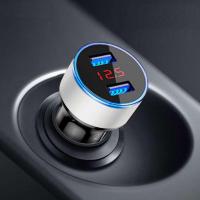 RV169888 Dual USB Car Charger 3.1A หัวชาร์จในรถยนต์ หัวชาร์จโทรศัพท์มือถือ ที่ชาร์จเร็ว 2 พอร์ต ไฟแสดงโวลท์, แอมป์ LED อแดปเตอร์ หัวชาร์จในรถ สำหรับมือถือทั่