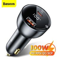 Baseus 100W USB C Car Charger Quick Charge 4.0 PD 3.0 USB Type C Fast Charging Car Charger For iPhone Xiaomi POCO MacBook Laptop