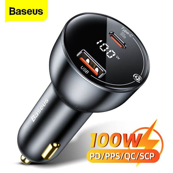 Baseus 100W USB C Car Charger Quick Charge 4.0 PD 3.0 USB Type C Fast