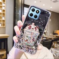 เคสสมาร์ทโฟนสำหรับ Honor X6a X5 Plus X5 + 4G HonorX6a HonorX5Plus 2023การ์ตูนน่ารักน่ารักใหม่มีที่ยึดโทรศัพท์ชานมเคสมีขาตั้ง