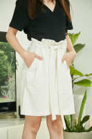 Kiss the Earth Relaxed Bermuda Shorts White Free Size