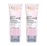 LOreal Glycolic Bright Cleanser Foam ลอรีอัล ปารีส ไกลโคลิค ไบร์ท อินสแตนท์ โกลว์อิ้ง โฟมล้างหน้า 100ml. (2หลอด)