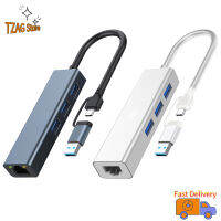 อะแดปเตอร์อีเทอร์เน็ต4ใน1ฮับ100/1000Mbps USB 3.0ประเภท C ไปยังอแดปเตอร์ LAN เครือข่ายหลายพอร์ต RJ45สำหรับคอมพิวเตอร์เครื่องแล็ปท็อป PC