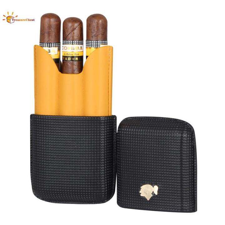 COHIBA Portable Case Humidor Travel Leather s Box Luxury For 3 s Tube