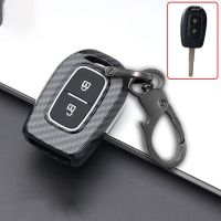 fgjfykjd Carbon Car Key Cover Case Holder for Renault Dacia Dokker Duster Logan Laguna Scenic Master Megane 2 Button Remote Key Cover