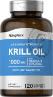 PipingRock Krill Oil 1000 mg 120 Quick Release Softgels ผลิตภัณฑ์คุณภาพจาก Piping Rock