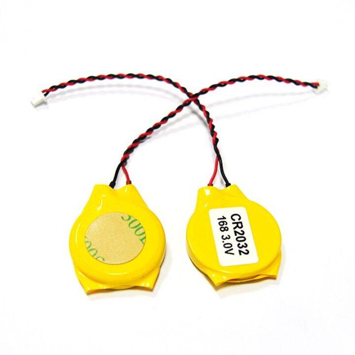 HOT 2pcs yellow CR2032 2032 battery wire 2pin Laptop motherboard BIOS