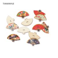 TIANXINYUE DIY Handmade Wood fan Buttons for Clothing Christmas Scrapbooking Accessories Sewing Wooden Button Snaps Scrabook Haberdashery