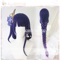 AOI Genshin Impact Raiden Shogun Cosplay Wig Baal 100cm Long Purple Gradient Wigs Heat Resistant Synthetic Hair