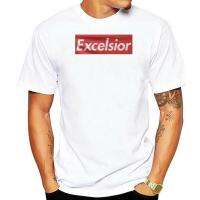 Excelsior เสื้อยืดสีดำแขนลำลองขาสั้นคอกลมพิมพ์ลายแฟชั่นเสื้อ100% ผ้าฝ้ายฤดูร้อนคอกลมใหม่ขายส่งราคาถูกเสื้อยืดตลก