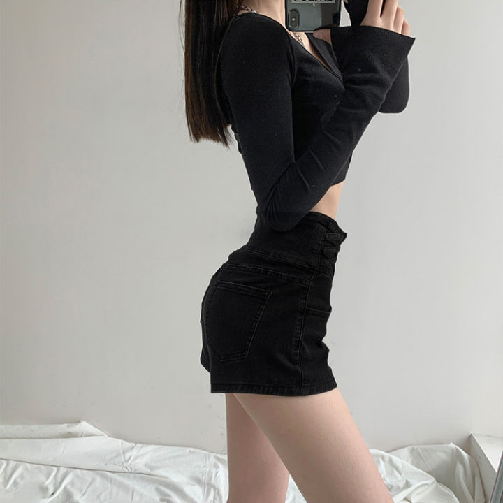 seaural-กางเกงยีนส์ขา-mode-korea-สำหรับผู้หญิง-กางเกงยีนส์ขาสั้นสไตล์ตุรกีมีลายกางเกงเดนิมขาสั้น-celana-pendek-denim-jy2222