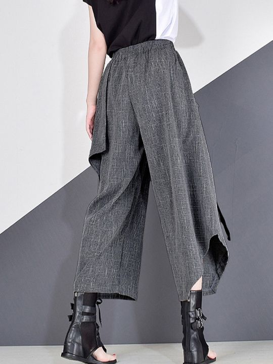xitao-casual-patchwork-wide-leg-pants-women