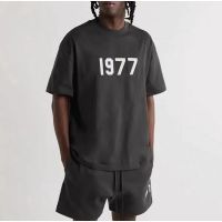 FOG FEAR OF GOD Double Line ESSENTIALS 2020 Eighth Season Double Line Number 1977 พิมพ์แขนสั้นสบายๆหลวมเสื้อยืด