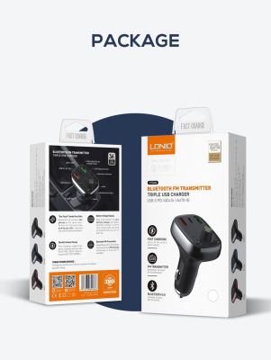 LDNIO Wireless Bluetooth FM Car Charger With Microphone 36W เครื่องเล่นเพลง USB C PD/QC4.0+/AUTO ID รุ่น C704Q (แท้100%)
