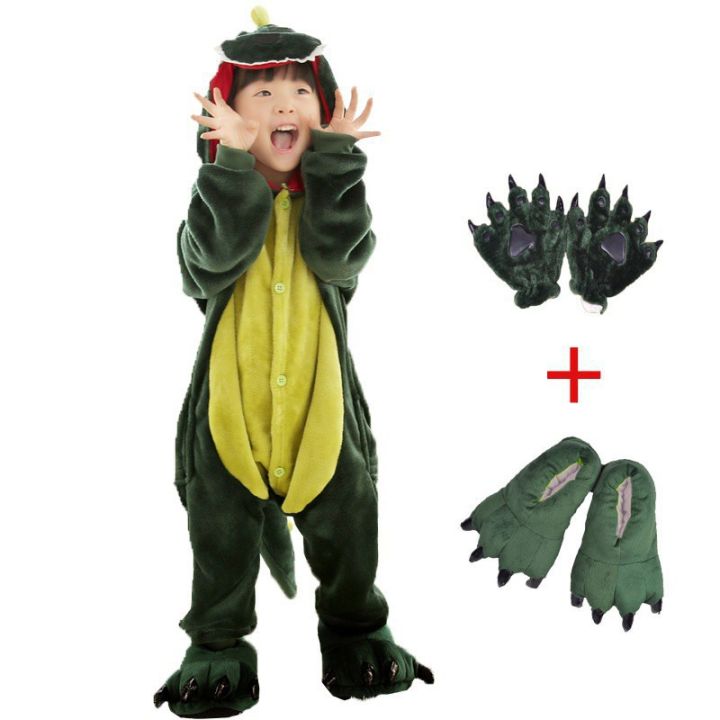 ready-stock-kids-boys-green-dinosaur-costume-animal-pajamas-girls-pink-red-dinosaur-sleepwear-halloween-christmas-birthday-gift-cosplay-dragon-mascot-fancy-dress-set-attach-shoes-paw-2-10-years