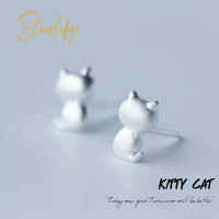 Studify | Kitty Cat ต่างหูเจาะ วัสดุเงินแท้925  เหมาะกับคนแพ้ง่าย