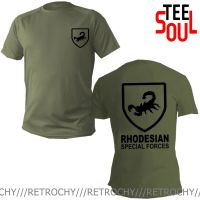 Men Front Back Print New High Quality Tee Shirt Grid Rhodesian T-Shirt Army Special Forces Military Cotton Summer Cotton T-shirt XS-4XL-5XL-6XL